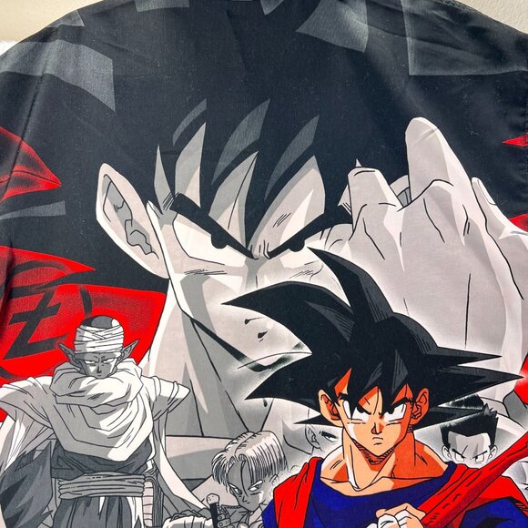 Vtg Dragon Ball Z Anime GOKU Graphic Shirt Y2K All Over Print Button Up Mens Lg - Picture 8 of 14